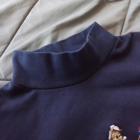 Women's Snowman Navy Blue 100% Cotton Christmas Mock Neck Long Sleeve Shirt - Picture 10 of 12